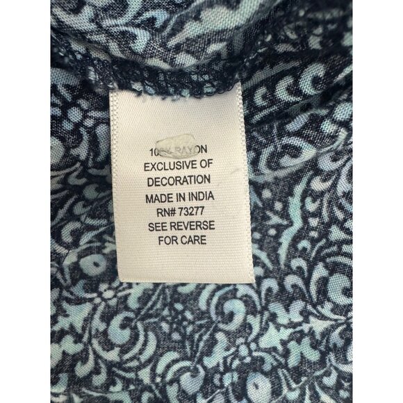 Croft & Barrow Blue Print Smocked Bodice Midi Dress Size 1X 16 18 Plus Sz Summer - Picture 5 of 8